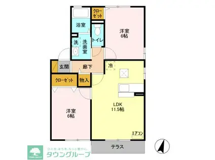 サンパーク II B(2LDK/1階)の間取り写真