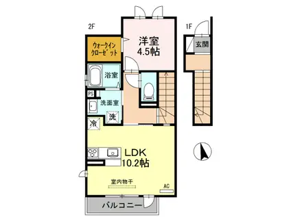 ラ・ルーチェ807 A棟(1LDK/2階)の間取り写真
