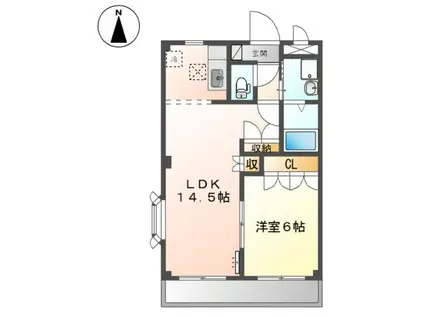 メゾンソレイユ(1LDK/1階)の間取り写真