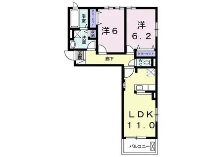 ウルザブルン(2LDK/2階)の間取り写真