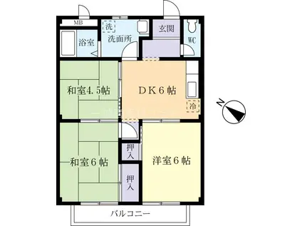 パルネット塚本(3DK/2階)の間取り写真