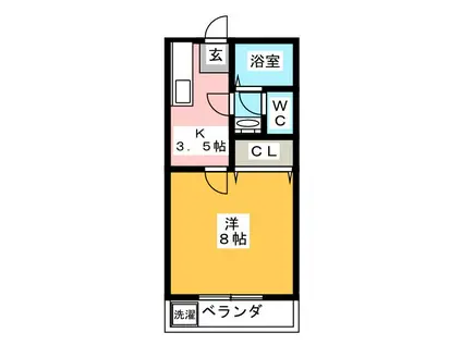 浦和ガーデンハウスI(1K/2階)の間取り写真