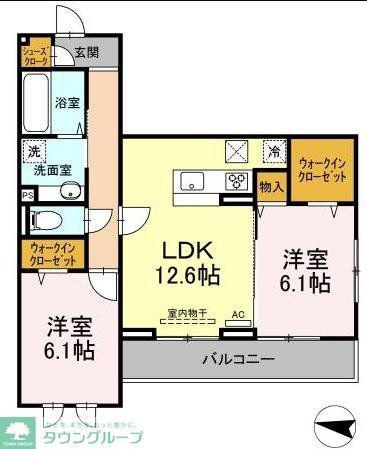 アベニール大倉山(2LDK/2階)の間取り写真