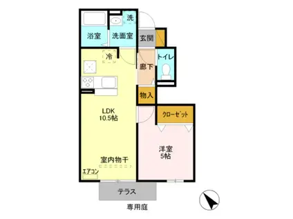 アンティポーロ(1LDK/1階)の間取り写真