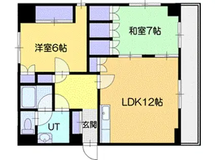 プログレスコート恵庭(2LDK/4階)の間取り写真