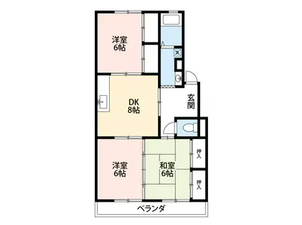 クリーンシティー(3DK/1階)の間取り写真