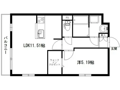 ARIA(1LDK/1階)の間取り写真