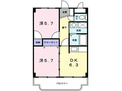 ビバリーハイムかかず(2DK/2階)の間取り写真