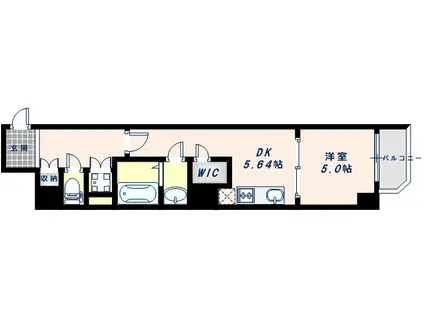 アクアプレイス上本町(1DK/6階)の間取り写真