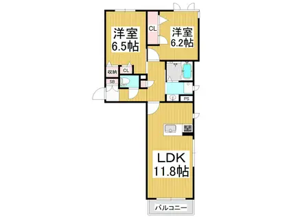 ベル テゾーロ(2LDK/3階)の間取り写真