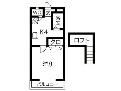 サンハイツサノックスC棟(1K/2階)の間取り写真