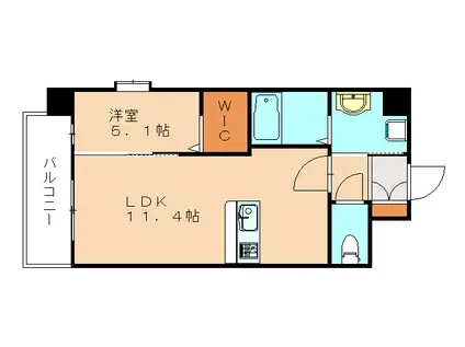 グランジャー小倉(1LDK/8階)の間取り写真