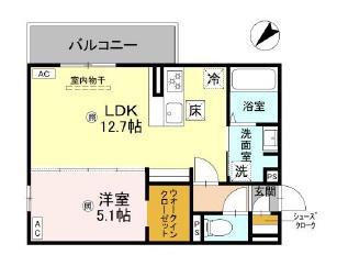 D-ROOM平井C棟(1LDK/1階)の間取り写真