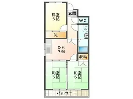 エヌタス西河渡 B棟(3DK/4階)の間取り写真