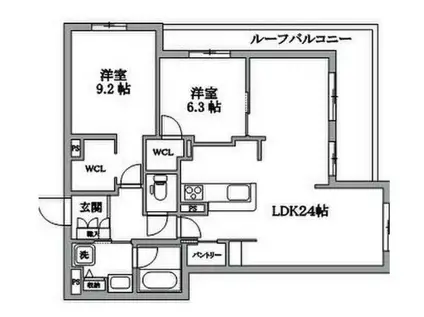 グランストラーダ(2LDK/4階)の間取り写真