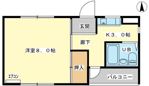 京口アパート(1K/2階)の間取り写真