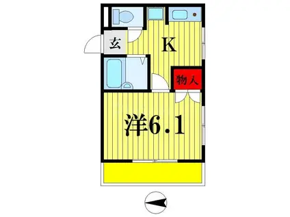 ハイツヨネダ(1K/3階)の間取り写真