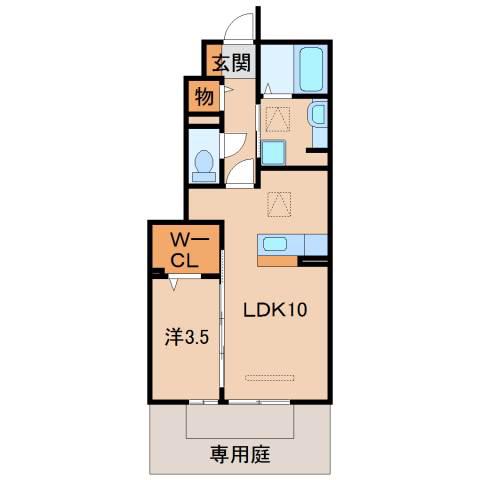 D-ROOM三葛(1LDK/1階)の間取り写真
