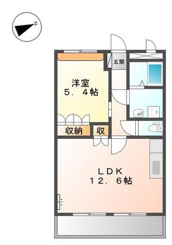 グランディール ステージ(1LDK/1階)の間取り写真