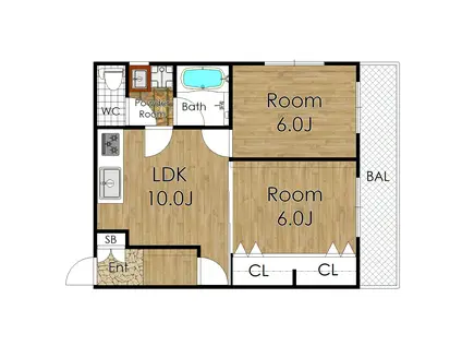 MAISON SUNSHINE(2LDK/2階)の間取り写真