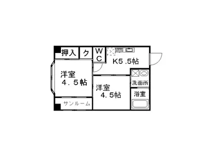 島中ビル(2K/3階)の間取り写真