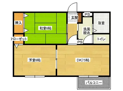エスポワール21(2DK/2階)の間取り写真