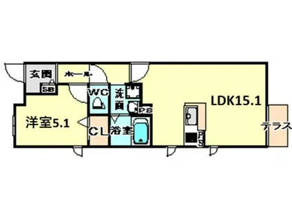 DIARIO(1LDK/1階)の間取り写真