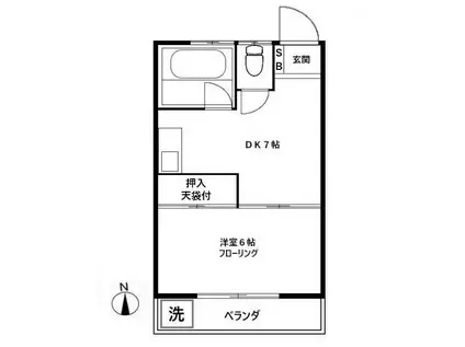 第三コーポ下山(1DK/2階)の間取り写真