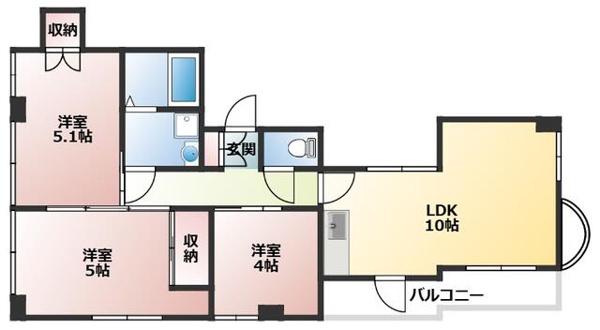 プリムハイツ(3LDK/3階)の間取り写真