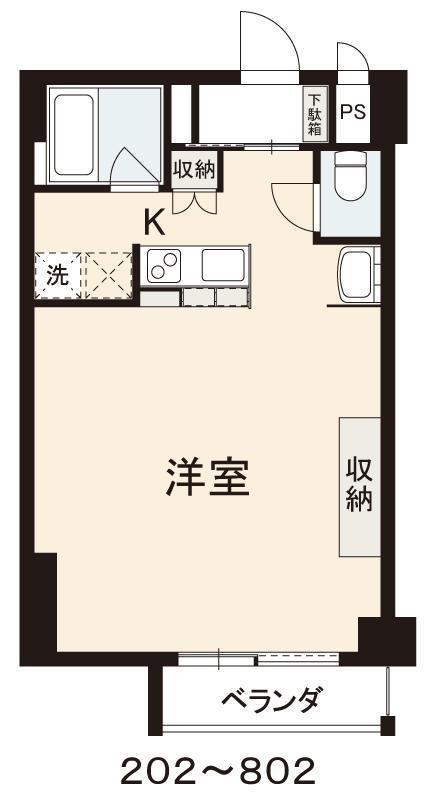 コリドールベイ(1K/5階)の間取り写真