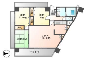 ファヴォール白壁(3LDK/3階)の間取り写真