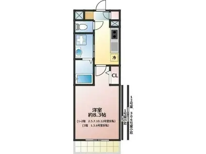 ラスター(1K/1階)の間取り写真