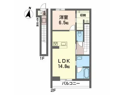 グランデA(1LDK/2階)の間取り写真