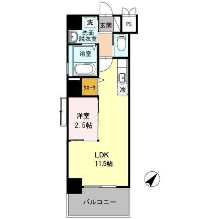 天神ファイブ(1LDK/7階)の間取り写真