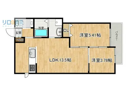 LOHAUS花屋敷駅前(2LDK/1階)の間取り写真