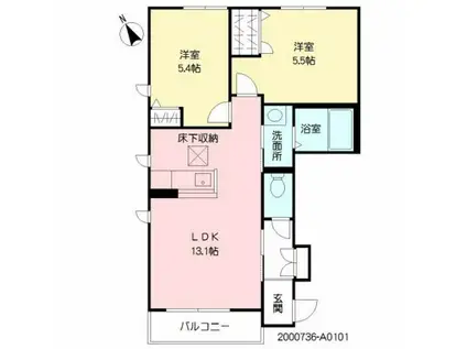 サンミズハ A棟(2LDK/1階)の間取り写真