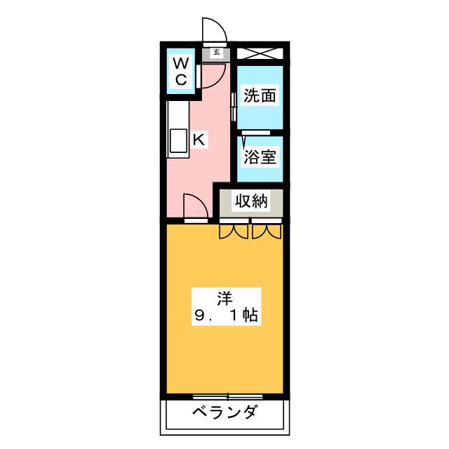 ベルメゾン大庭(1K/1階)の間取り写真