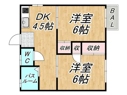 コーポミノリ(2DK/2階)の間取り写真