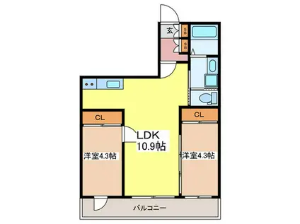 メゾン・メルヴェイユ(2LDK/2階)の間取り写真