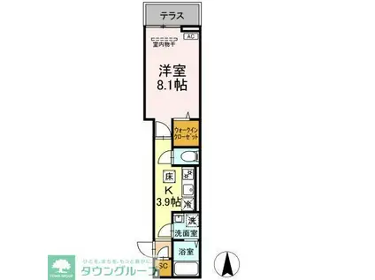 レクシア六町(1K/1階)の間取り写真