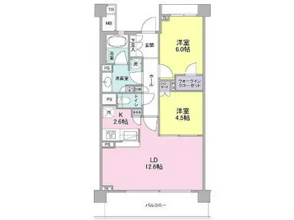 ブローテ大倉山(2LDK/4階)の間取り写真