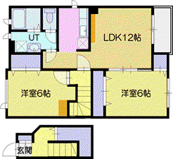ウエストワンヒルズ(2LDK/2階)の間取り写真