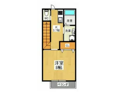 CREAVILLE(1K/2階)の間取り写真