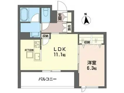 南流山シャーメゾン(1LDK/1階)の間取り写真