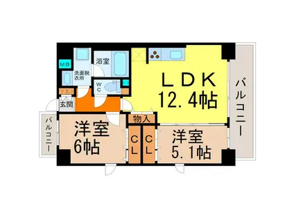 AQUA BLUE(2LDK/2階)の間取り写真