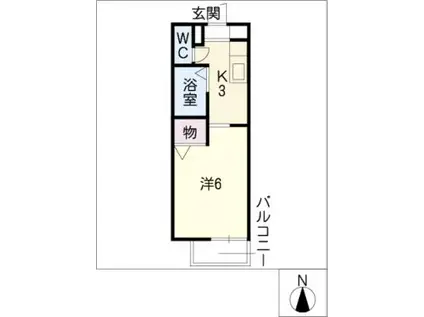 フレグランス黒野(1K/2階)の間取り写真