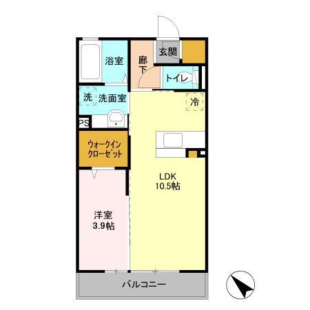 パークドオートム D(1LDK/2階)の間取り写真