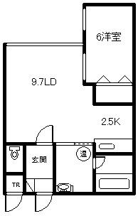 ワイステラII(1LDK/1階)の間取り写真
