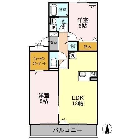 セブンワンテンE/F(2LDK/3階)の間取り写真