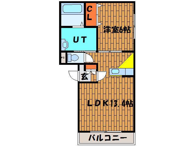 グランディスリーオII(1LDK/1階)の間取り写真